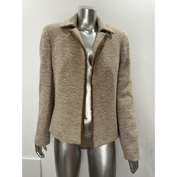 JULIANA COLLEZIONE Jacket Womens Sz 8 Virgin Wool Angora Camel Blazer - Picture 2 of 10